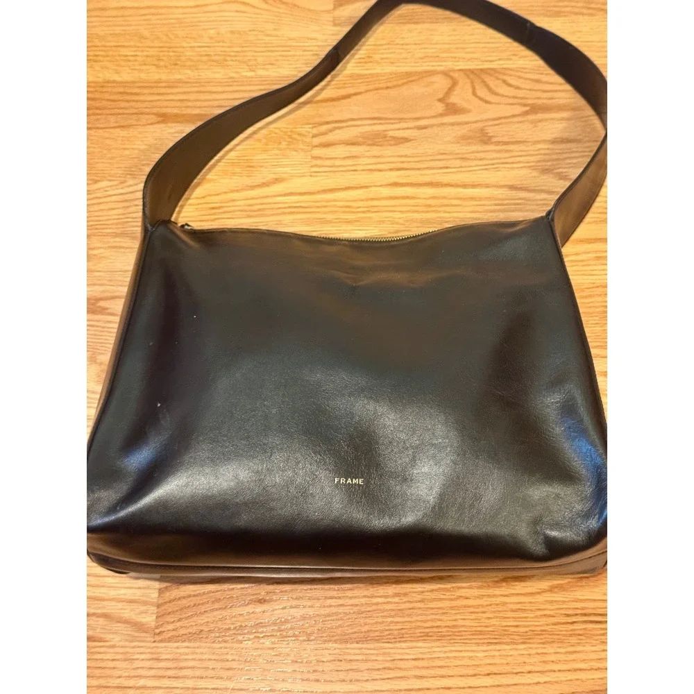 FRAME Ilona‎ Hamer Black Leather Shoulder Bag Made in Italy | Quiet Luxury